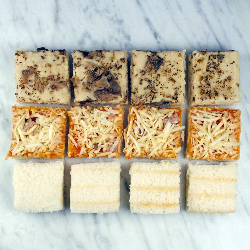 ZAKOUSKIS CARRES : (MINI-CROQUES / MINI-PIZZA / MINI-QUICHES)