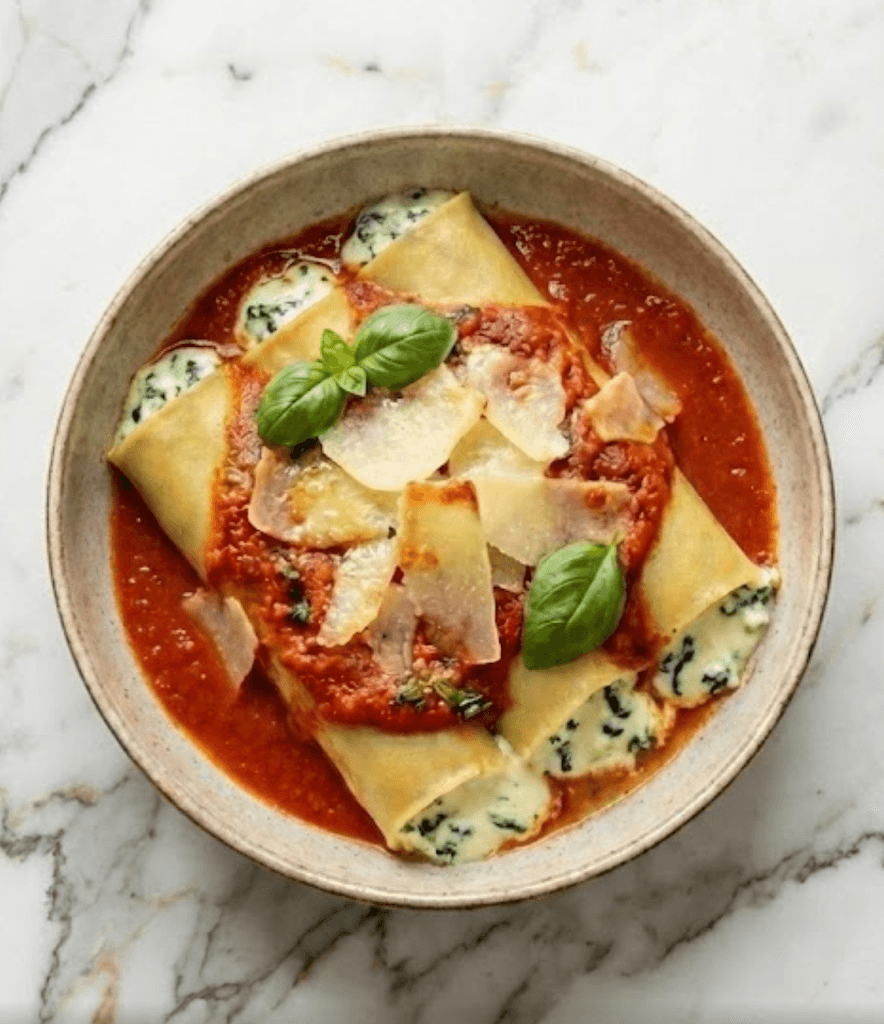 CANNELLONI RICOTTA / ÉPINARD / SAUCE TOMATE AU BASILIC - 450g