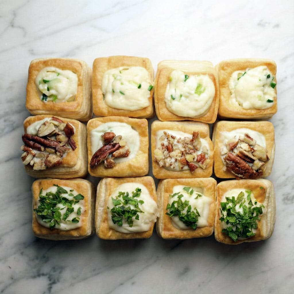 ZAKOUSKIS VEGETARIENS : (FROMAGE BLEU / NOIX - MISO / CHICONS - CHEVRE / SESAME)