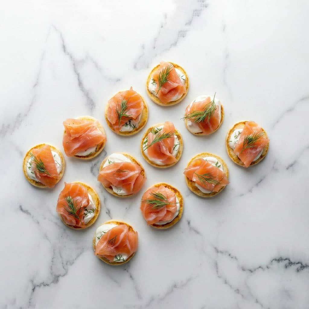 SAUMON FUME / 12 BLINIS /  CREME CARDAMOME AU CITRON